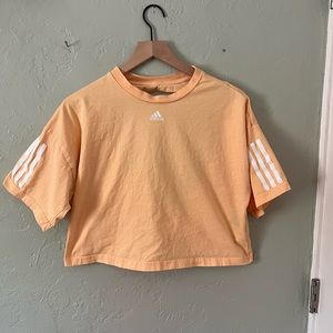 Adidas Bright Peach Cropped Open Back Crop Top Size M